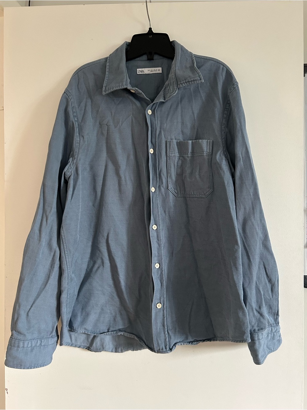 Zara Casual Button-Down Shirt in Washed Blue Men’s Size L